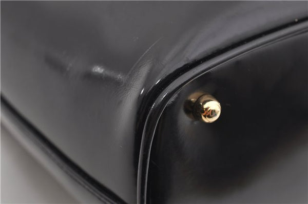 Authentic GUCCI Bamboo Vintage Shoulder Hand Bag Purse Enamel Black 2864E