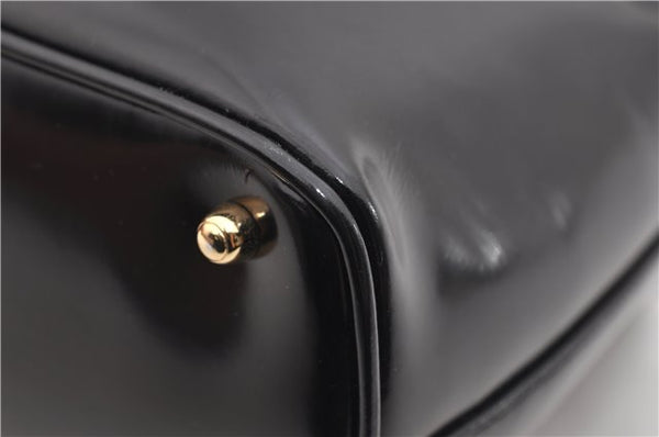 Authentic GUCCI Bamboo Vintage Shoulder Hand Bag Purse Enamel Black 2864E