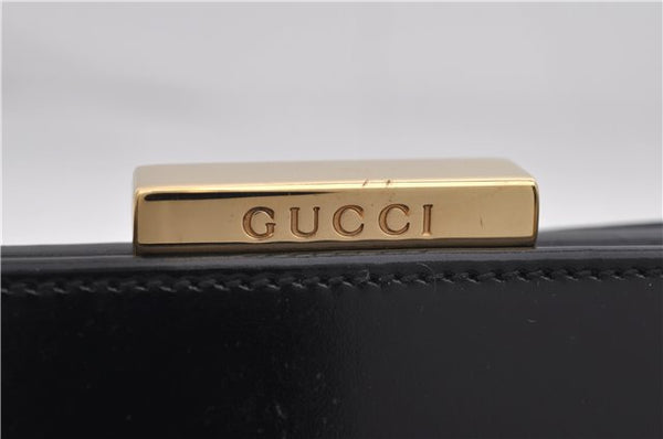 Authentic GUCCI Bamboo Vintage Shoulder Hand Bag Purse Enamel Black 2864E