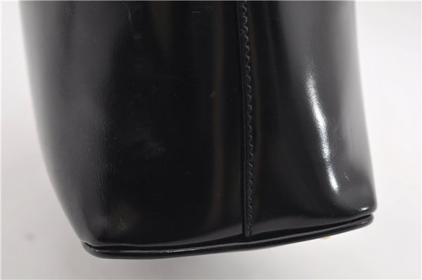 Authentic GUCCI Bamboo Vintage Shoulder Hand Bag Purse Enamel Black 2864E