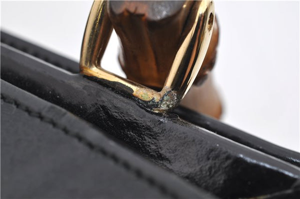 Authentic GUCCI Bamboo Vintage Shoulder Hand Bag Purse Enamel Black 2864E