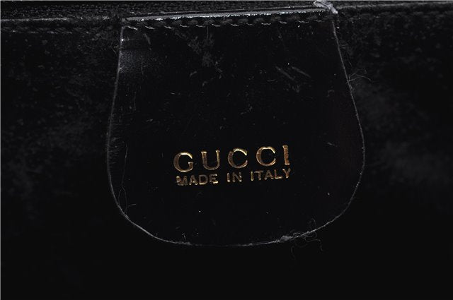 Authentic GUCCI Bamboo Vintage Shoulder Hand Bag Purse Enamel Black 2864E