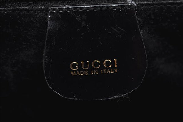 Authentic GUCCI Bamboo Vintage Shoulder Hand Bag Purse Enamel Black 2864E