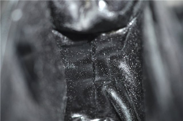 Authentic GUCCI Bamboo Vintage Shoulder Hand Bag Purse Enamel Black 2864E