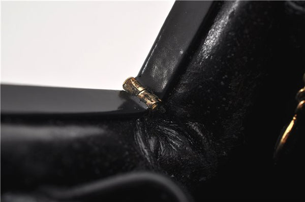 Authentic GUCCI Bamboo Vintage Shoulder Hand Bag Purse Enamel Black 2864E