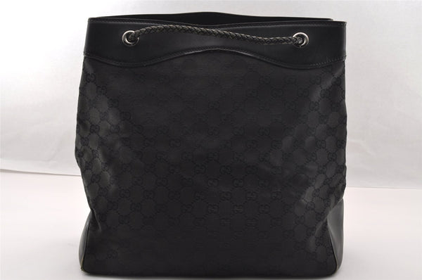 Authentic GUCCI Vintage Shoulder Tote Bag GG Canvas Leather 109141 Black 2864I