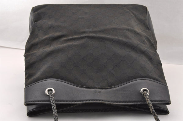 Authentic GUCCI Vintage Shoulder Tote Bag GG Canvas Leather 109141 Black 2864I