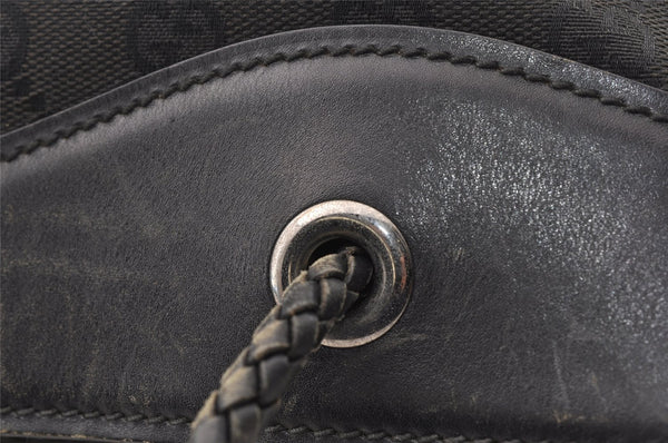 Authentic GUCCI Vintage Shoulder Tote Bag GG Canvas Leather 109141 Black 2864I