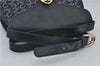 Authentic CELINE C Macadam Blason Shoulder Bag Canvas Leather Navy Blue 2867E