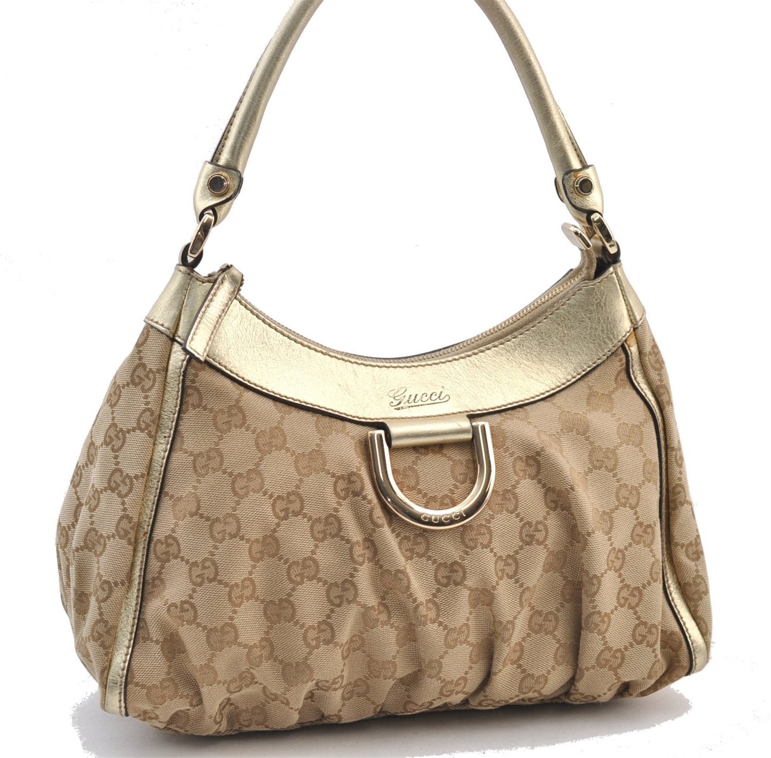 Authentic GUCCI Abbey Shoulder Tote Bag GG Canvas Leather 190525 Beige 2868F