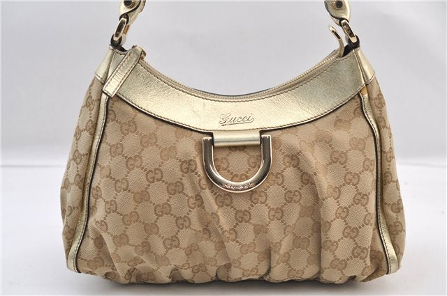 Authentic GUCCI Abbey Shoulder Tote Bag GG Canvas Leather 190525 Beige 2868F