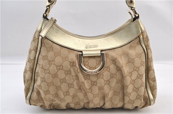 Authentic GUCCI Abbey Shoulder Tote Bag GG Canvas Leather 190525 Beige 2868F