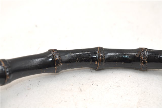 Authentic GUCCI Bamboo Vintage Shoulder Tote Bag Purse Leather Black 2869E