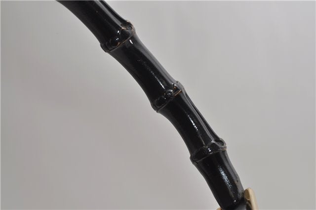 Authentic GUCCI Bamboo Vintage Shoulder Tote Bag Purse Leather Black 2869E