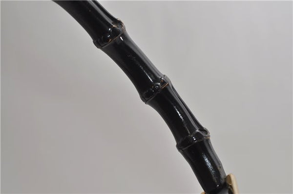 Authentic GUCCI Bamboo Vintage Shoulder Tote Bag Purse Leather Black 2869E