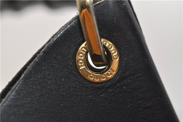 Authentic GUCCI Bamboo Vintage Shoulder Tote Bag Purse Leather Black 2869E