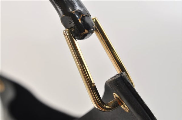 Authentic GUCCI Bamboo Vintage Shoulder Tote Bag Purse Leather Black 2869E