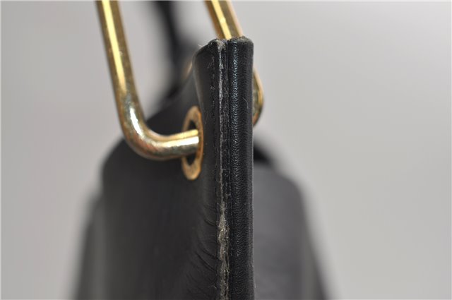 Authentic GUCCI Bamboo Vintage Shoulder Tote Bag Purse Leather Black 2869E