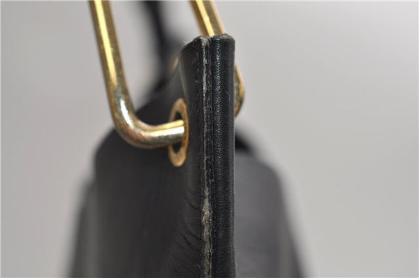 Authentic GUCCI Bamboo Vintage Shoulder Tote Bag Purse Leather Black 2869E