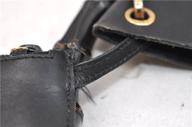 Authentic GUCCI Bamboo Vintage Shoulder Tote Bag Purse Leather Black 2869E