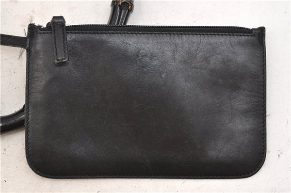 Authentic GUCCI Bamboo Vintage Shoulder Tote Bag Purse Leather Black 2869E