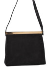 Authentic GUCCI Vintage Shoulder Hand Bag Purse Suede Leather Black 2871E