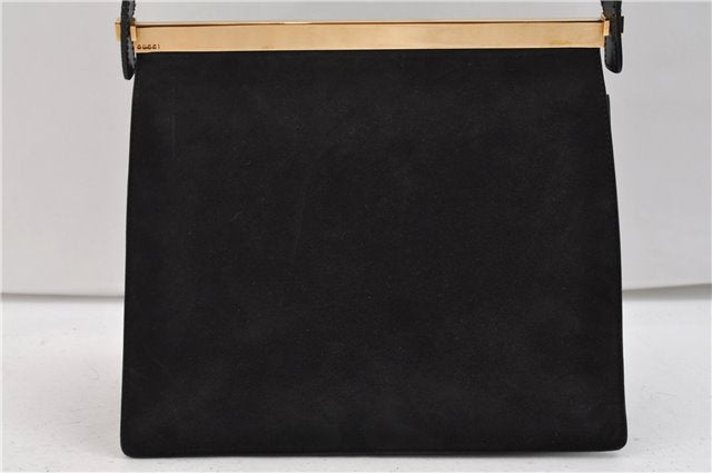 Authentic GUCCI Vintage Shoulder Hand Bag Purse Suede Leather Black 2871E