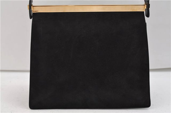 Authentic GUCCI Vintage Shoulder Hand Bag Purse Suede Leather Black 2871E