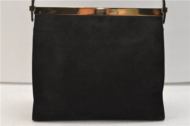 Authentic GUCCI Vintage Shoulder Hand Bag Purse Suede Leather Black 2871E