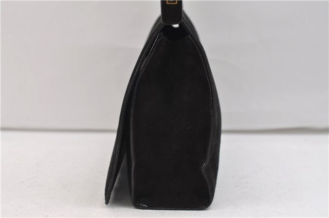 Authentic GUCCI Vintage Shoulder Hand Bag Purse Suede Leather Black 2871E