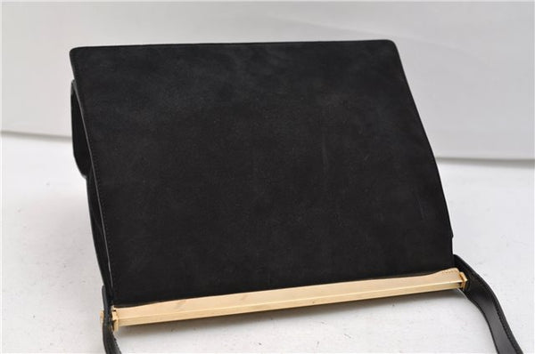 Authentic GUCCI Vintage Shoulder Hand Bag Purse Suede Leather Black 2871E