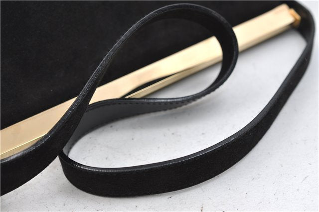Authentic GUCCI Vintage Shoulder Hand Bag Purse Suede Leather Black 2871E