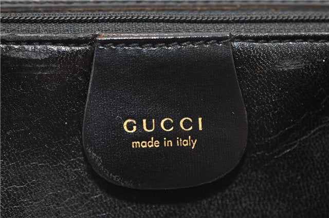 Authentic GUCCI Vintage Shoulder Hand Bag Purse Suede Leather Black 2871E