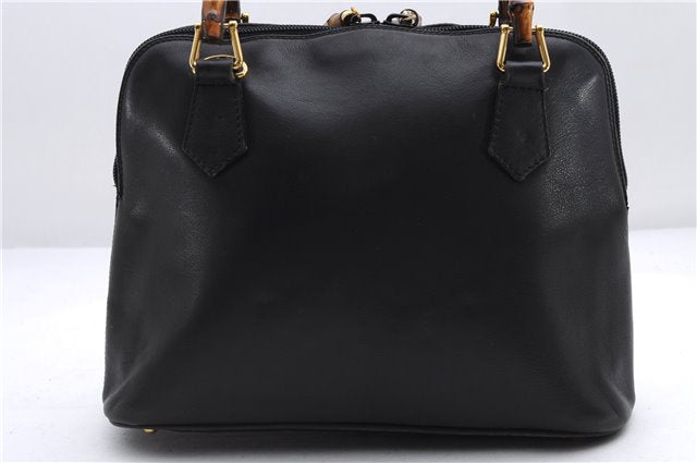 Authentic GUCCI Bamboo Vintage 2way Hand Shoulder Bag Leather Black Junk 2873E