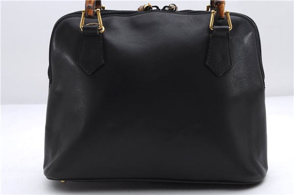 Authentic GUCCI Bamboo Vintage 2way Hand Shoulder Bag Leather Black Junk 2873E