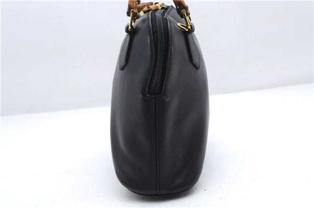 Authentic GUCCI Bamboo Vintage 2way Hand Shoulder Bag Leather Black Junk 2873E