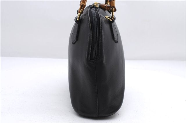 Authentic GUCCI Bamboo Vintage 2way Hand Shoulder Bag Leather Black Junk 2873E