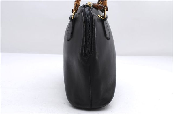 Authentic GUCCI Bamboo Vintage 2way Hand Shoulder Bag Leather Black Junk 2873E