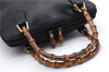 Authentic GUCCI Bamboo Vintage 2way Hand Shoulder Bag Leather Black Junk 2873E