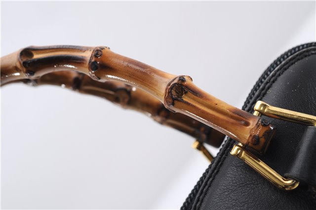 Authentic GUCCI Bamboo Vintage 2way Hand Shoulder Bag Leather Black Junk 2873E