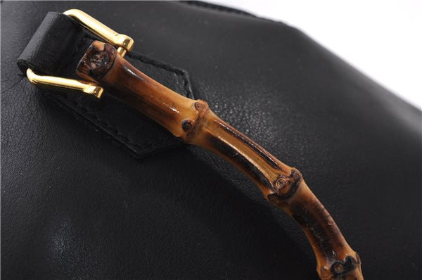 Authentic GUCCI Bamboo Vintage 2way Hand Shoulder Bag Leather Black Junk 2873E