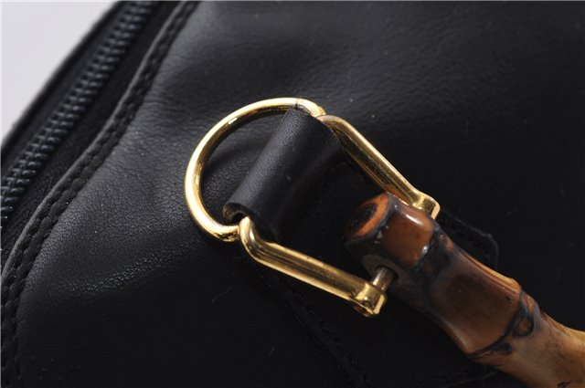 Authentic GUCCI Bamboo Vintage 2way Hand Shoulder Bag Leather Black Junk 2873E