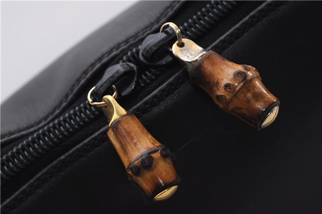 Authentic GUCCI Bamboo Vintage 2way Hand Shoulder Bag Leather Black Junk 2873E