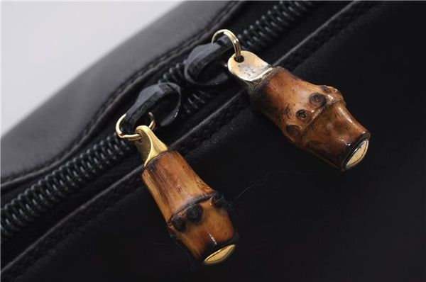 Authentic GUCCI Bamboo Vintage 2way Hand Shoulder Bag Leather Black Junk 2873E