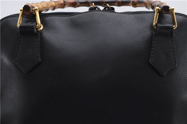 Authentic GUCCI Bamboo Vintage 2way Hand Shoulder Bag Leather Black Junk 2873E