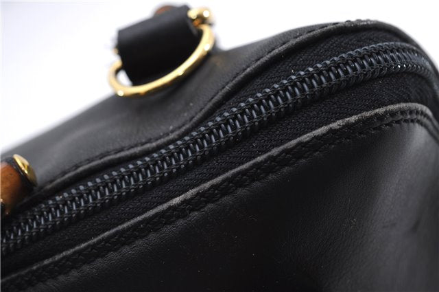 Authentic GUCCI Bamboo Vintage 2way Hand Shoulder Bag Leather Black Junk 2873E