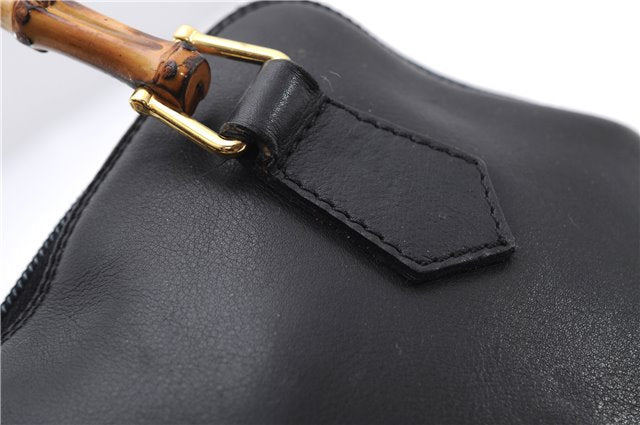 Authentic GUCCI Bamboo Vintage 2way Hand Shoulder Bag Leather Black Junk 2873E