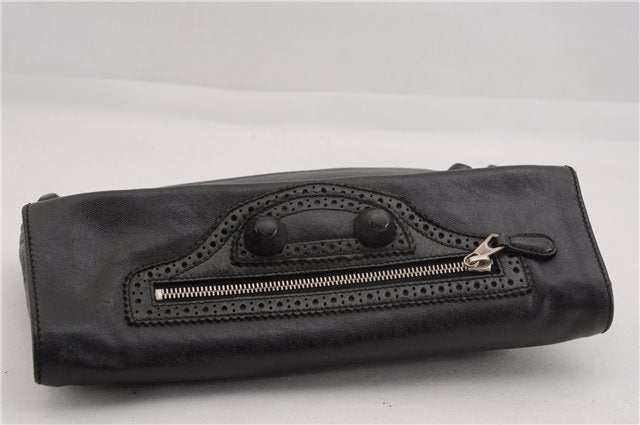 Authentic BALENCIAGA Giant Envelope Clutch Bag Purse Leather 204534 Black 2873F