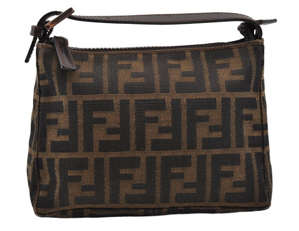 Authentic FENDI Vintage Zucca Hand Bag Purse Canvas Leather Brown 2873I