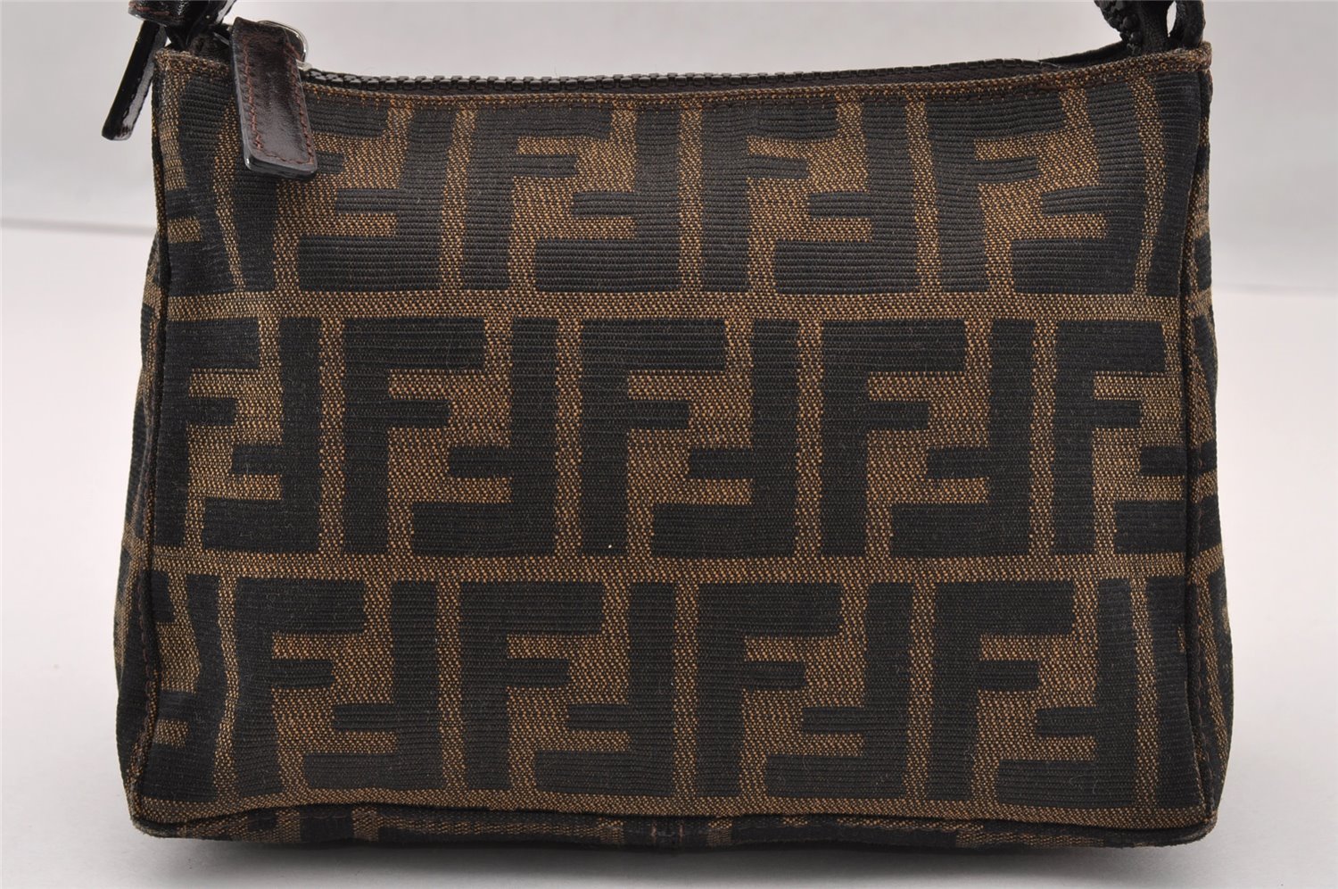 Authentic FENDI Vintage Zucca Hand Bag Purse Canvas Leather Brown 2873I